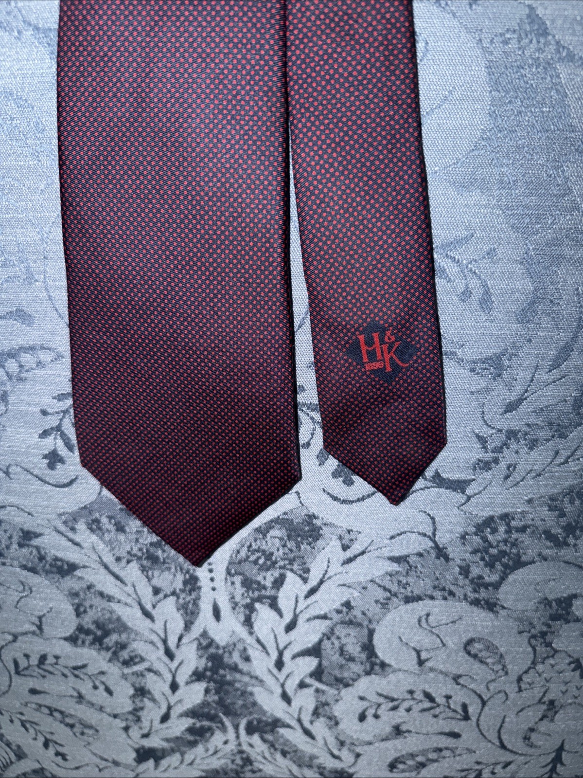 HILDITCH & KEY Red Pindot On Finest Woven Navy Silk Classic Made In England NWOT HILDITCH & KEY Red Pindot On Finest Woven Navy Silk Classic Made In England NWOT