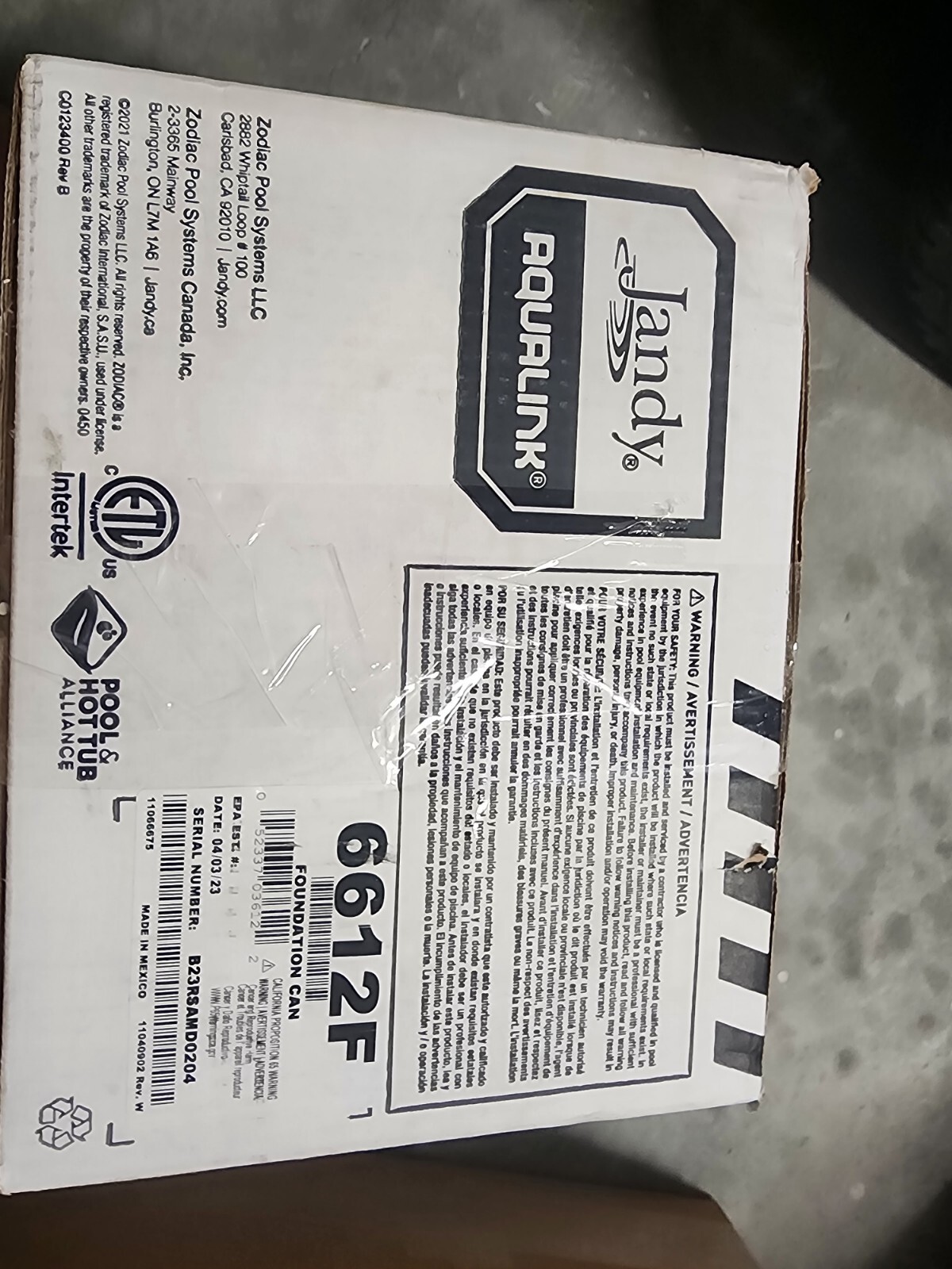 Jandy 6612F AquaLink RS Foundation Power Center NIB Jandy 6612F AquaLink RS Foundation Power Center NIB