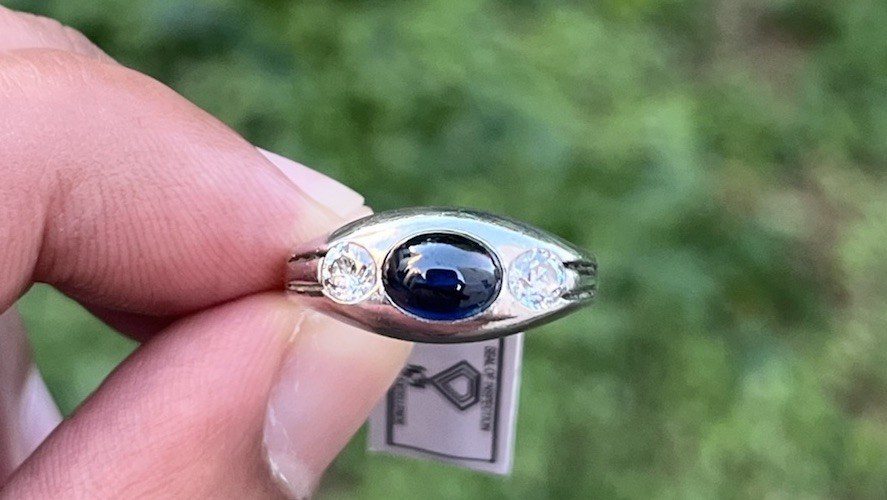 Gorgeous Stunning Antique Platinum Gypsy Ring Natural Sapphire 2 Old Euro .5 Ct Gorgeous Stunning Antique Platinum Gypsy Ring Natural Sapphire 2 Old Euro .5 Ct