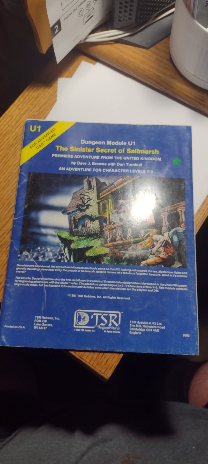 Dungeons & Dragons AD&D D&D Module The Sinister Secret of Saltmarsh 9062 U1 Grea