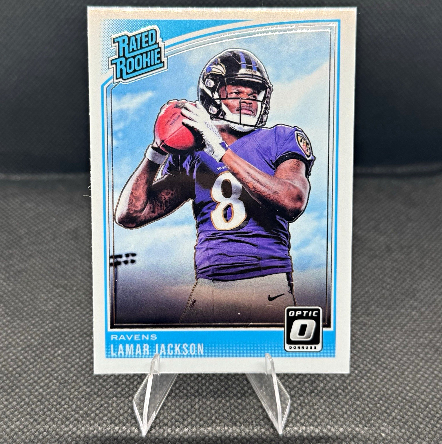 Panini 2018 Donruss Optic Rated Rookie Lamar Jackson Baltimore Ravens RC #167 Panini 2018 Donruss Optic Rated Rookie Lamar Jackson Baltimore Ravens RC #167