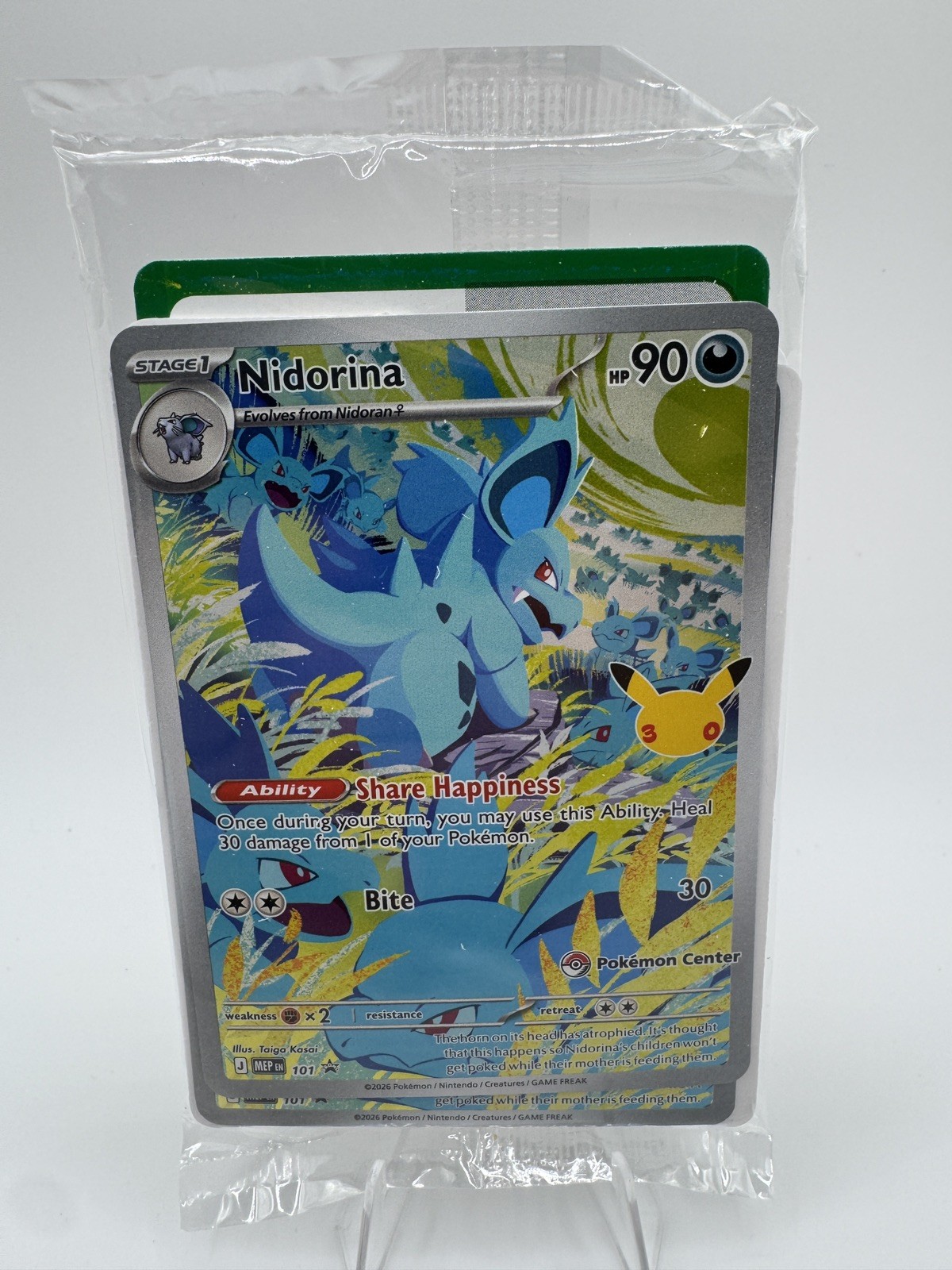 2026 Pokemon Nidorina MEP 101 Pokemon Center Stamped 30th Celebration SEALED 