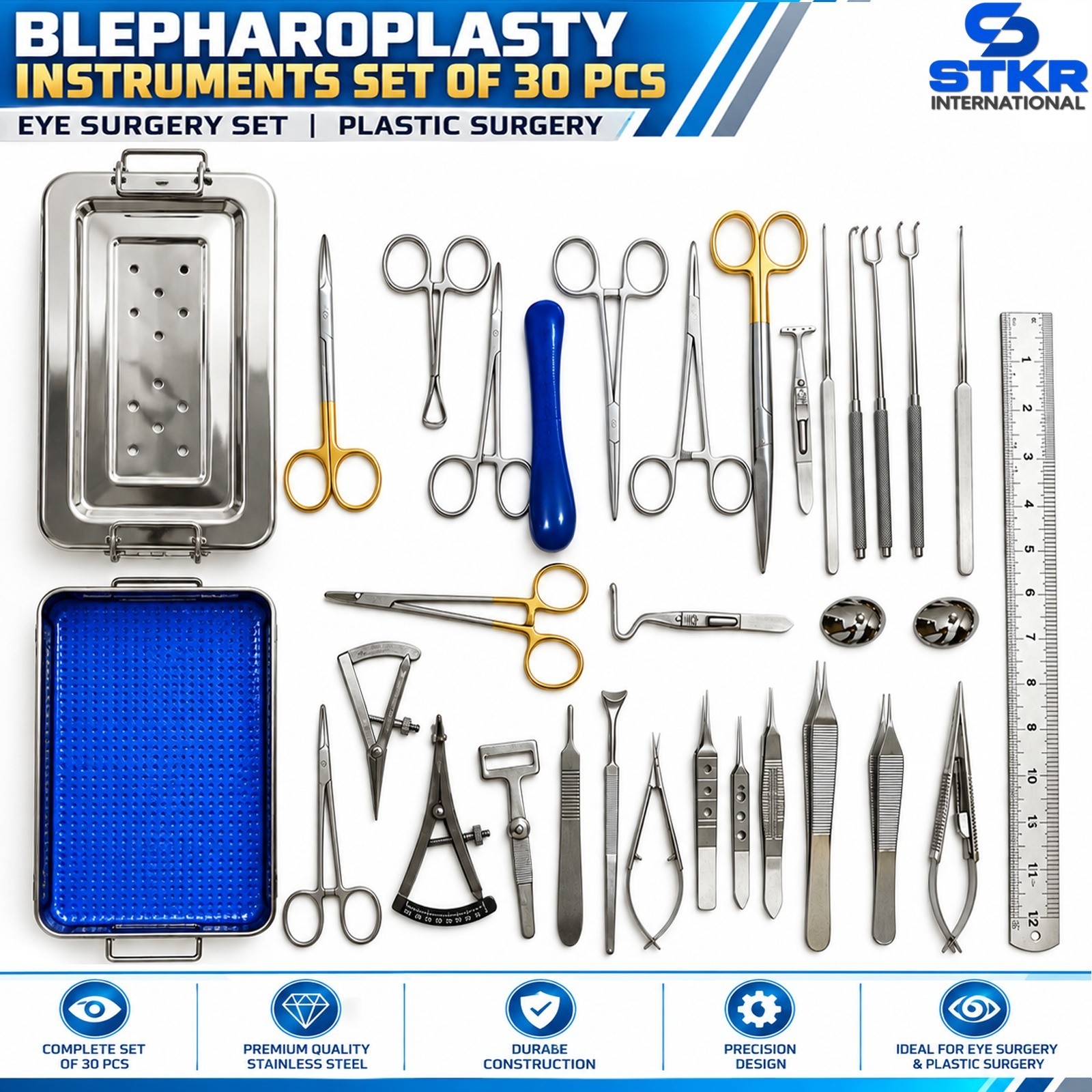 Blepharoplasty Instrument Set of 30 PCS Plastic Surgery Instruments Set Blepharoplasty Instrument Set of 30 PCS Plastic Surgery Instruments Set
