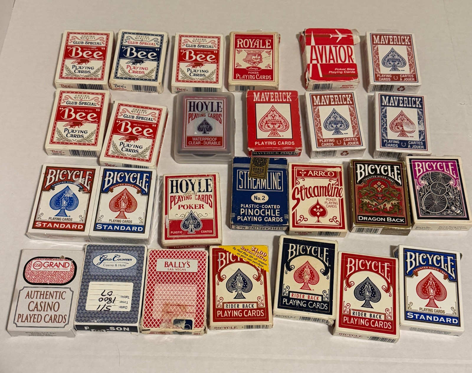 Vintage Playing Cards Lot 26 Decks Bicycle Ohio Bee Arrco Hoyle Casino Collector