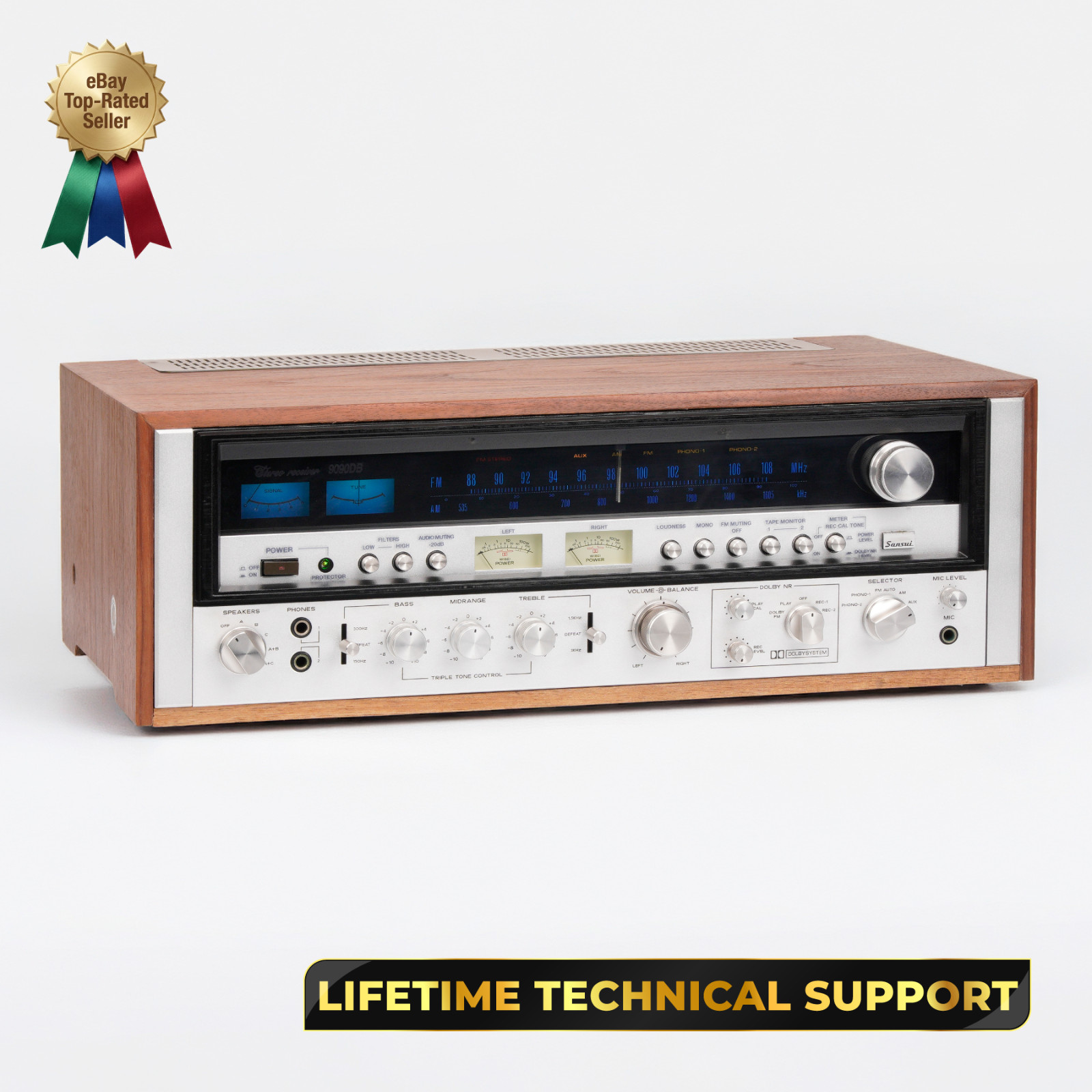 Sansui 9090DB Stereo Receiver – 125WPC – Wood Case – Restored – 1-Year Warranty