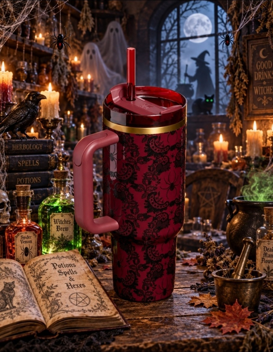 LIMITED EDITION STANLEY 40 OZ HALLOWEEN BORDEAUX LACE QUENCHER FLOWSTATE TUMBLER