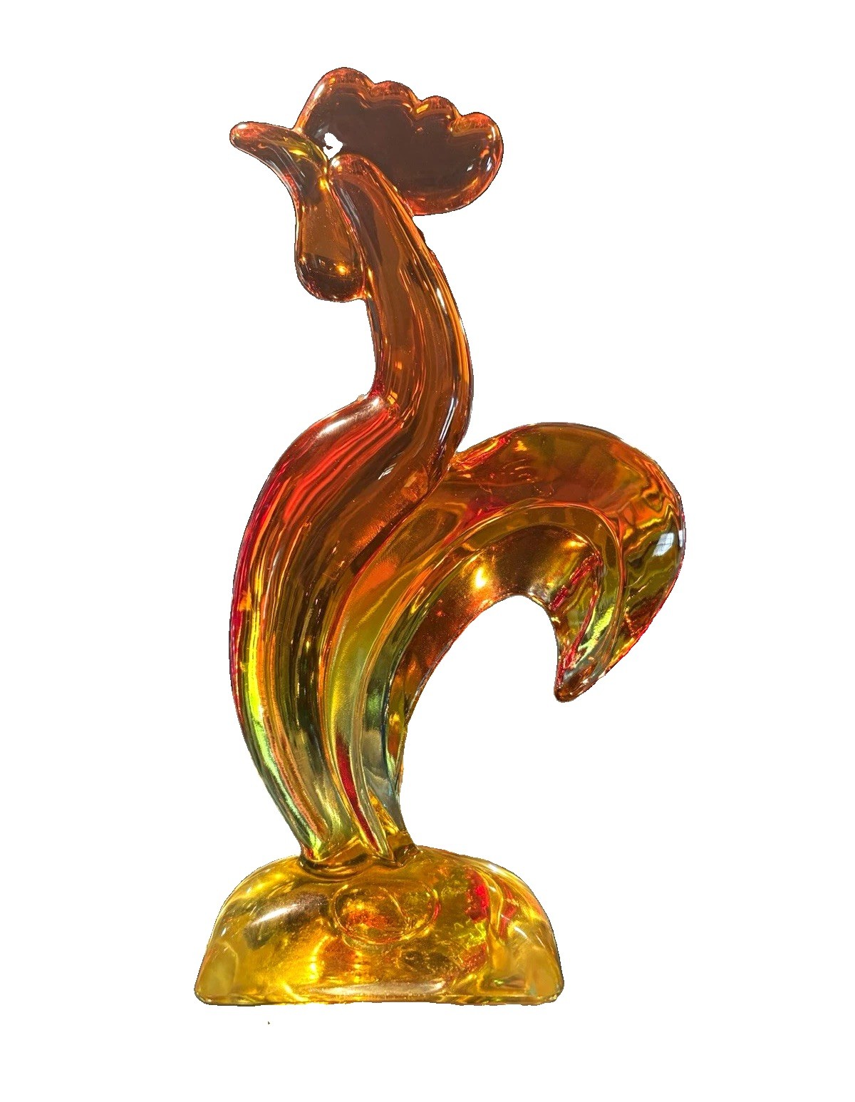 MCM Viking Art Glass Rooster Figurine Persimmon Kellogg, Excellent Condition MCM Viking Art Glass Rooster Figurine Persimmon Kellogg, Excellent Condition