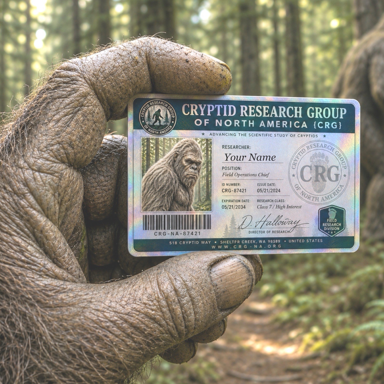 Bigfoot ID Card: Personalized Bigfoot ID Card: Personalized