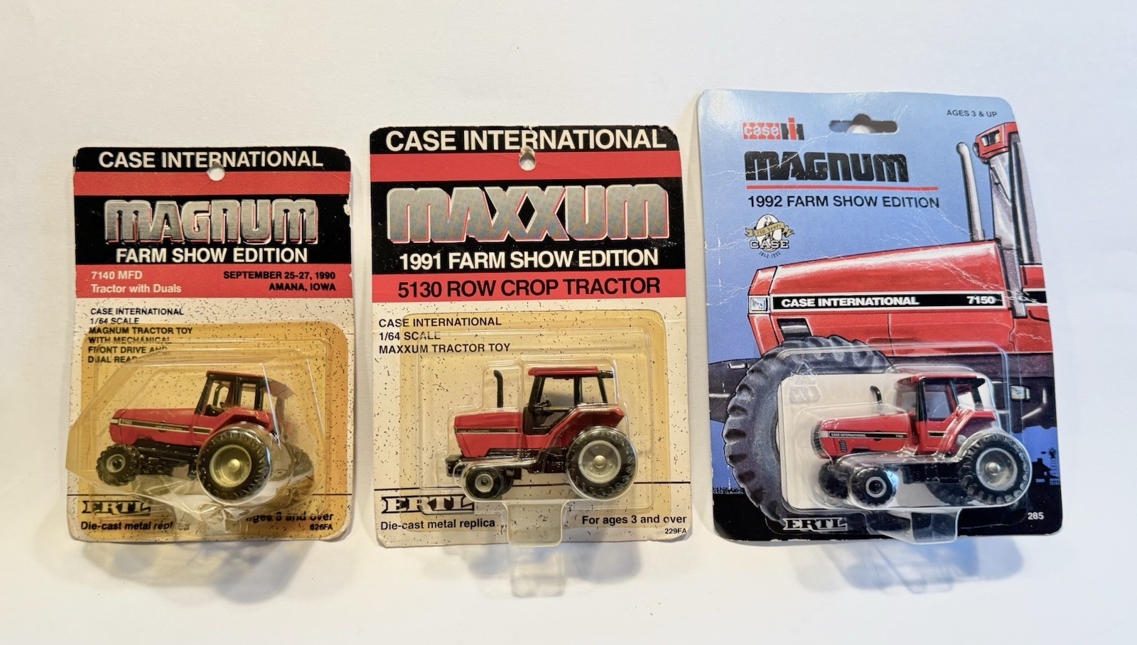 Vintage 1990-1992 ERTL Case IH 1:64 Farm Toy Lot Of 3 Farm Show Editions 1990-92