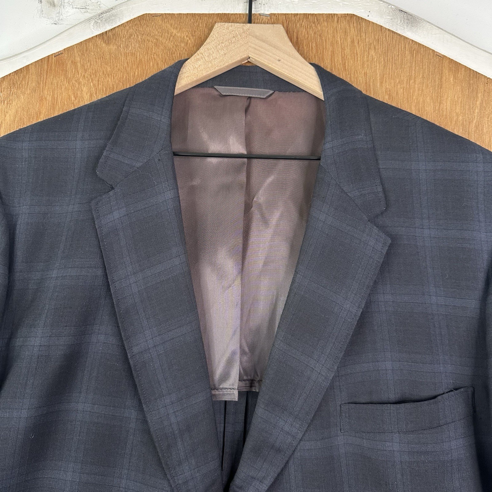 VTG Plaid Blazezr Mens 50S Gray Shadow Plaid 3/2 Roll Wool 1950s Union Coat VTG Plaid Blazezr Mens 50S Gray Shadow Plaid 3/2 Roll Wool 1950s Union Coat
