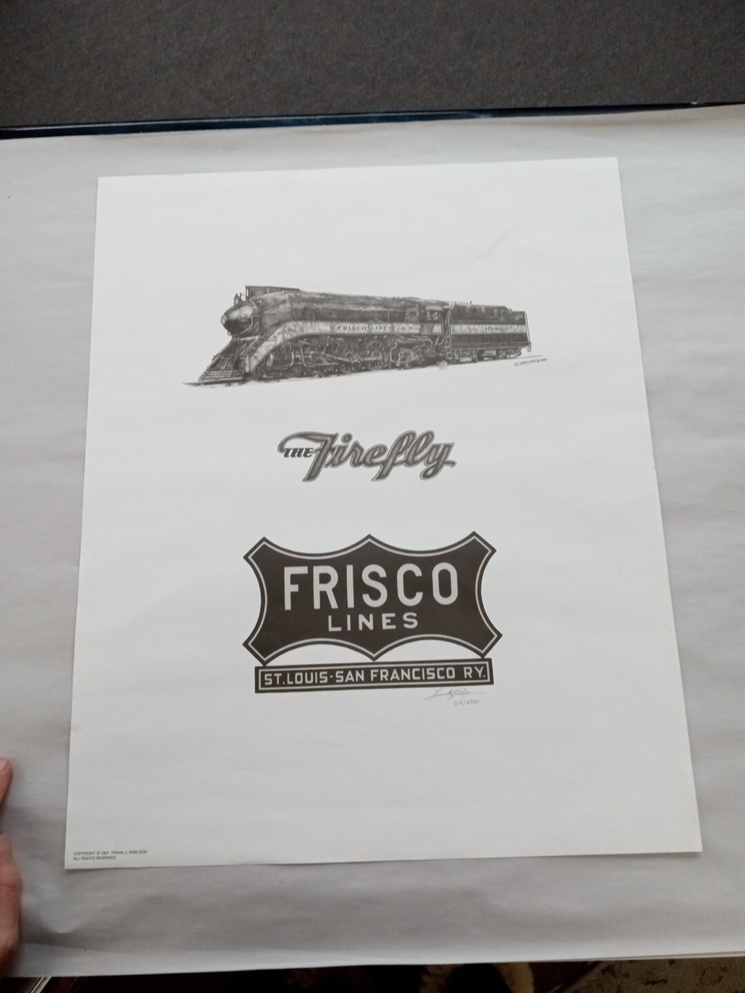Vintage 1991 Frisco Lines The Firefly Poster By Frank J. Snelson #514/2500 20x16 Vintage 1991 Frisco Lines The Firefly Poster By Frank J. Snelson #514/2500 20x16
