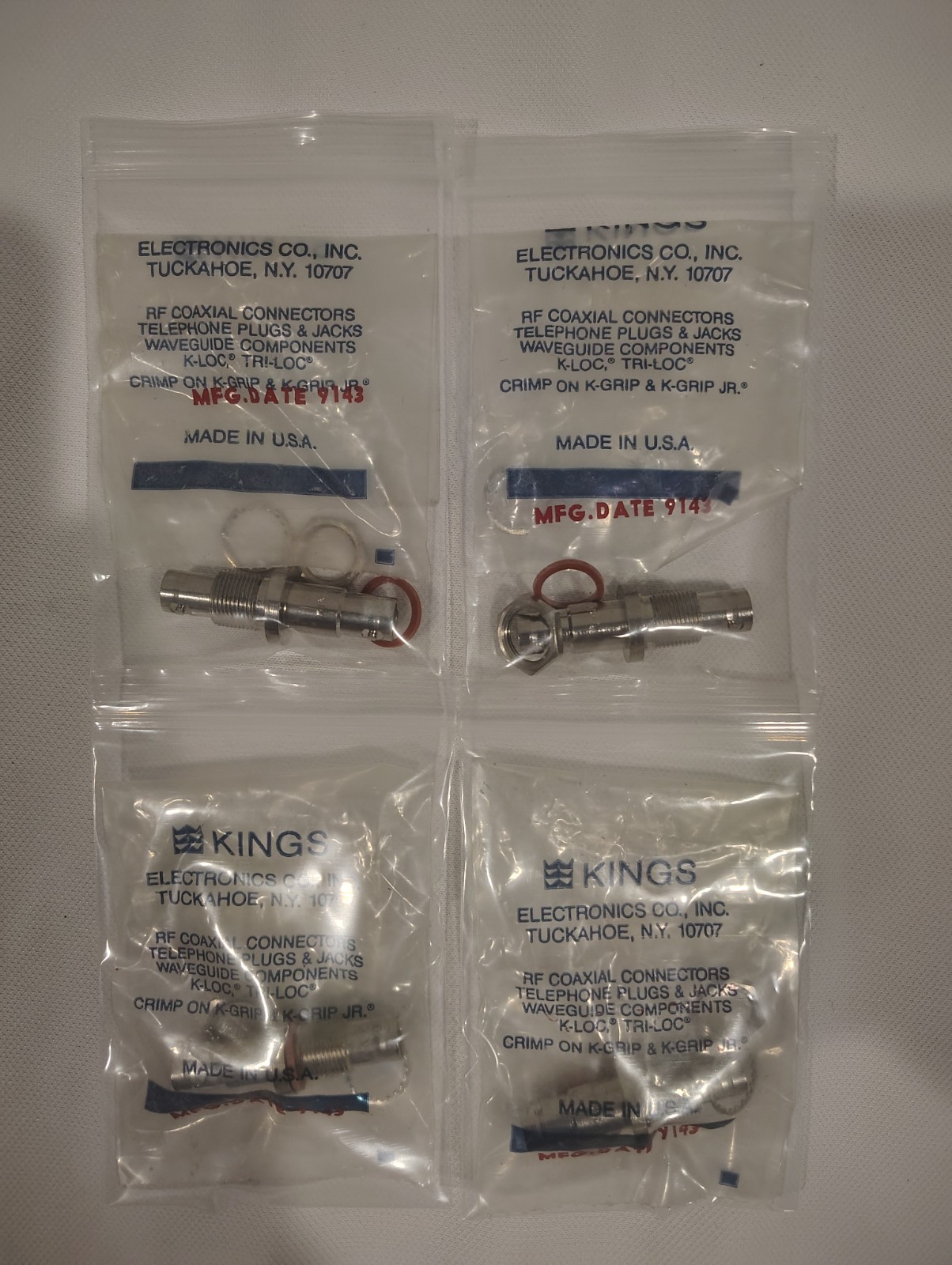 4x New Kings 1709-1 SHV Coaxial Adapter, Plug, Straight Bulkhead
