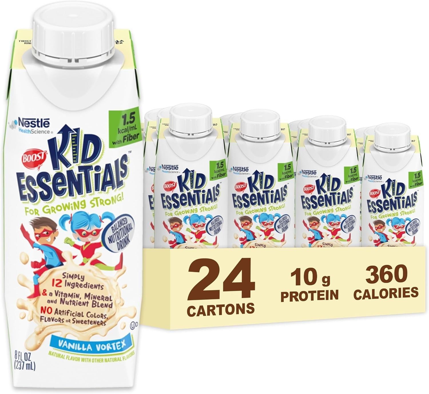 Nestle BOOST Kid Essentials 1.5 w/ Fiber Vanilla Vortex 8 oz. cs/24 ex JAN 2027 Nestle BOOST Kid Essentials 1.5 w/ Fiber Vanilla Vortex 8 oz. cs/24 ex JAN 2027