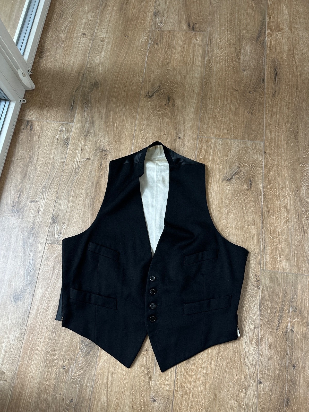 Antique Vintage 1940s Men\'s Black wool Waistcoat vest Size: M Antique Vintage 1940s Men\'s Black wool Waistcoat vest Size: M