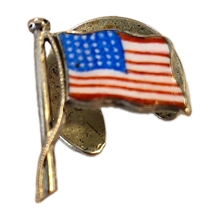 Vintage WWII American Flag Lapel Buttonhole Stud Backing Enamel Home Front 40s