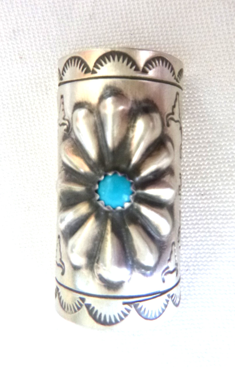 Navajo Half-Tube Hair Hook Pony Tail Braid Clip Turquoise Sterling Silver 1.5 Navajo Half-Tube Hair Hook Pony Tail Braid Clip Turquoise Sterling Silver 1.5