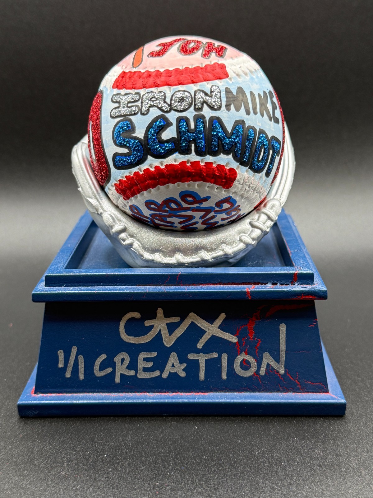 Mike Schmidt Hand Painted 1/1 Pop Art Career Baseball CARTER X Auto Phillies Mike Schmidt Hand Painted 1/1 Pop Art Career Baseball CARTER X Auto Phillies