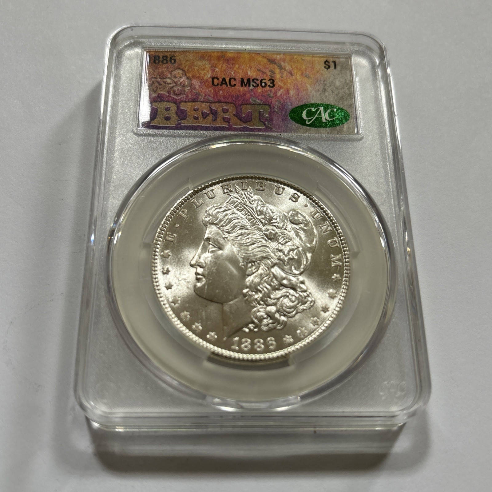 1886 Morgan Silver Dollar CACG MS63 BERT Label Philadelphia Mint