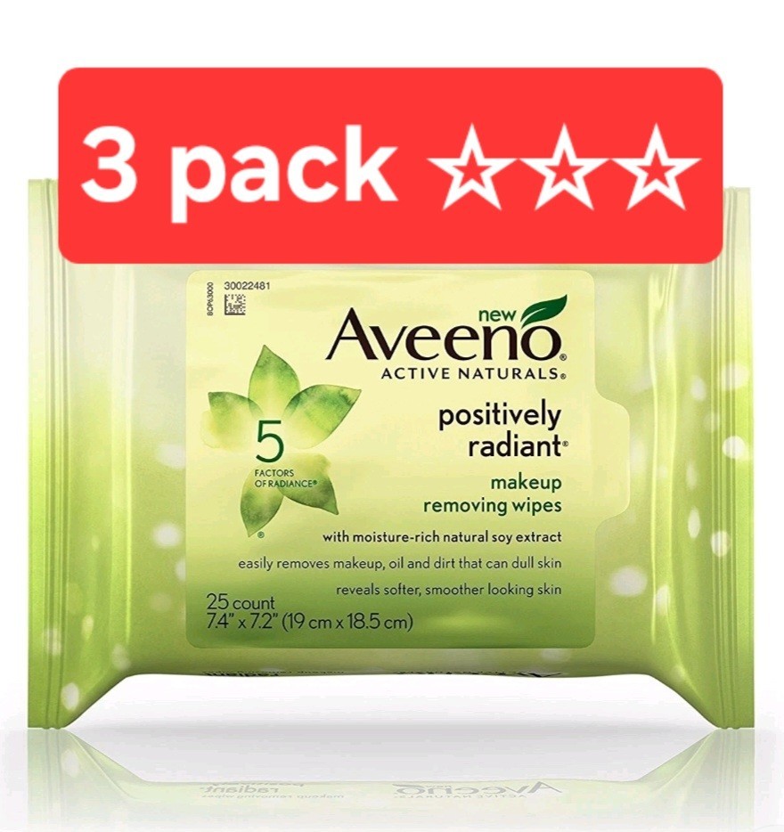 Aveeno Active Naturals Positively Radiant Makeup Removing Wipes Oil free 3 Pack Aveeno Active Naturals Positively Radiant Makeup Removing Wipes Oil free 3 Pack