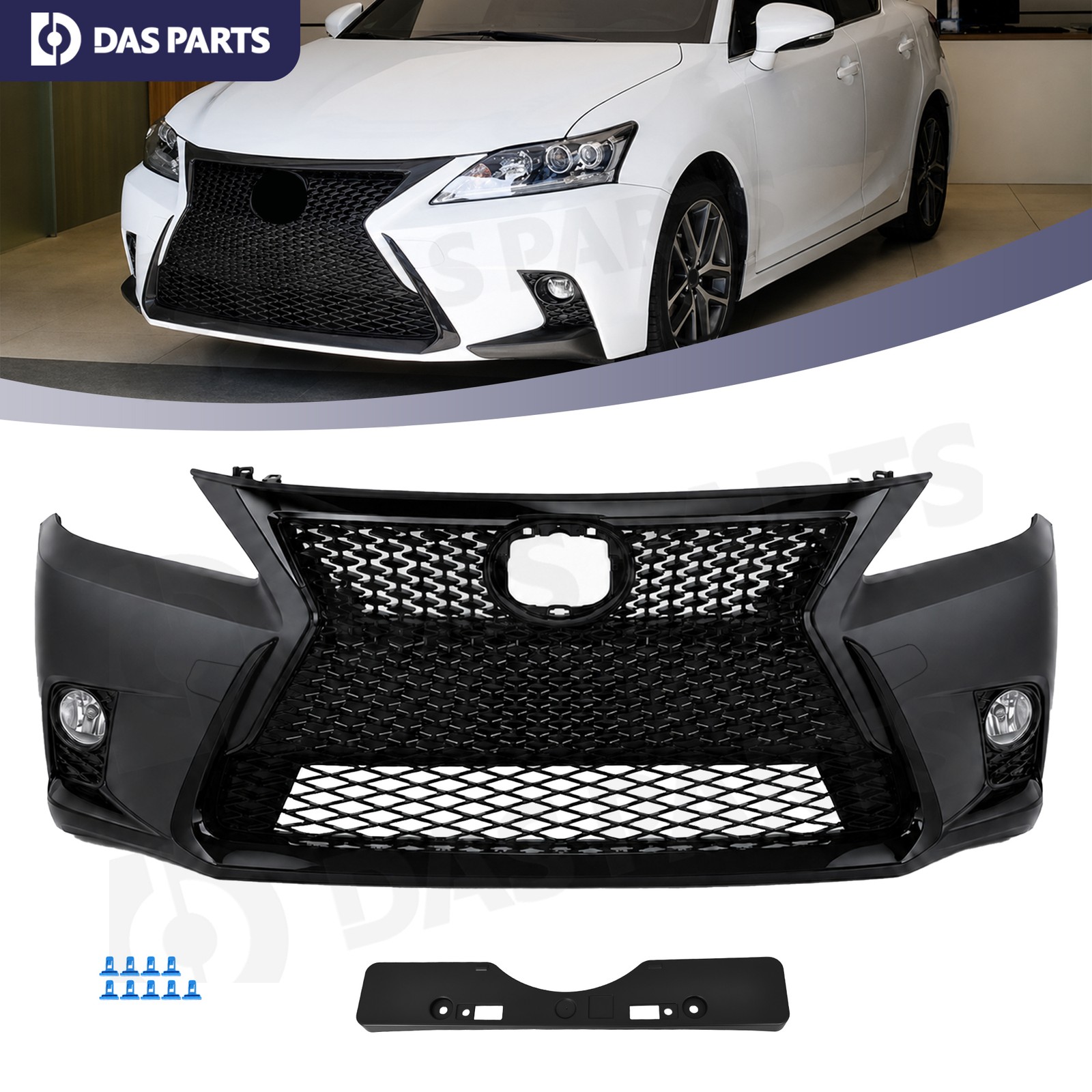 Complete Front Bumper Cover Grille Assembly Set Fits 2011-2017 Lexus CT200h 1.8L