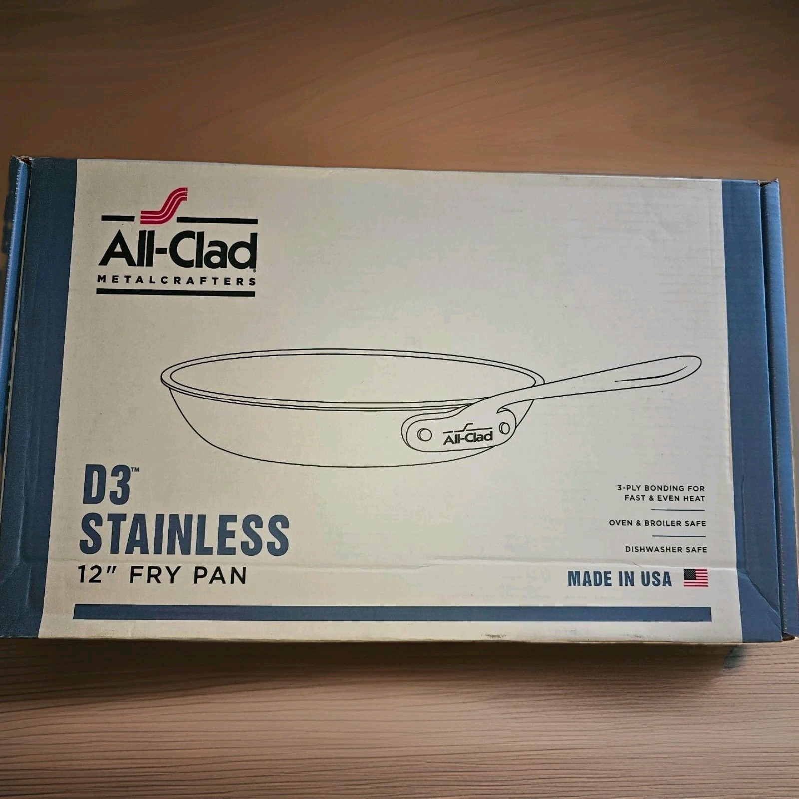 All-Clad D3 12in Stainless Steel Frying Pan Long Handle Electric/Gas