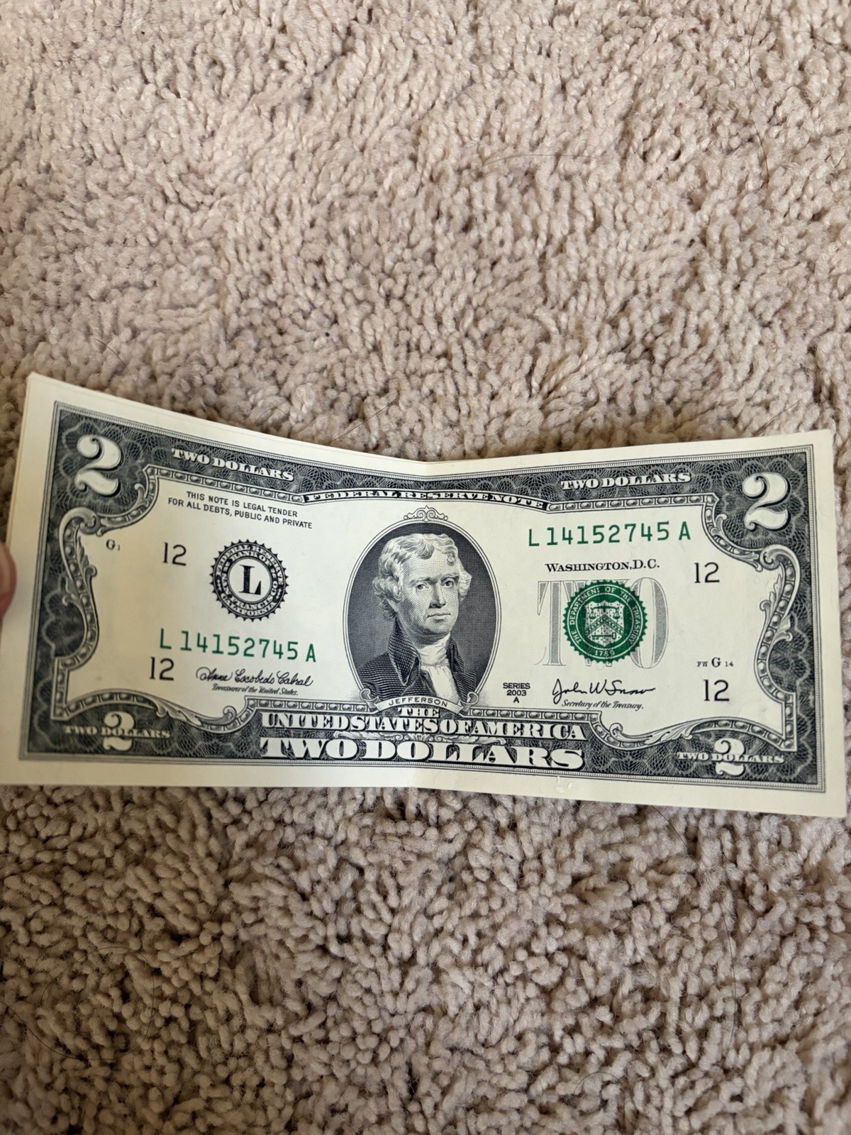 2003 Rare series A $2 Sequential Bills 2003 Rare series A $2 Sequential Bills