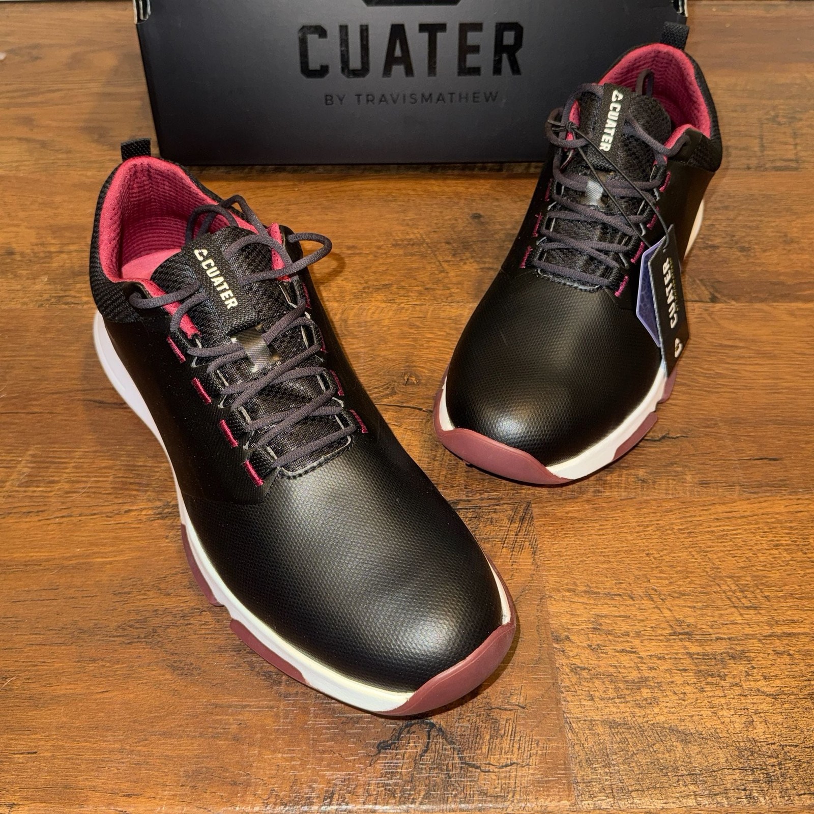 Cuater by TravisMathew The Ringer Men\'s Spikeless Golf Shoes Black/Ruby Wine 13 Cuater by TravisMathew The Ringer Men\'s Spikeless Golf Shoes Black/Ruby Wine 13