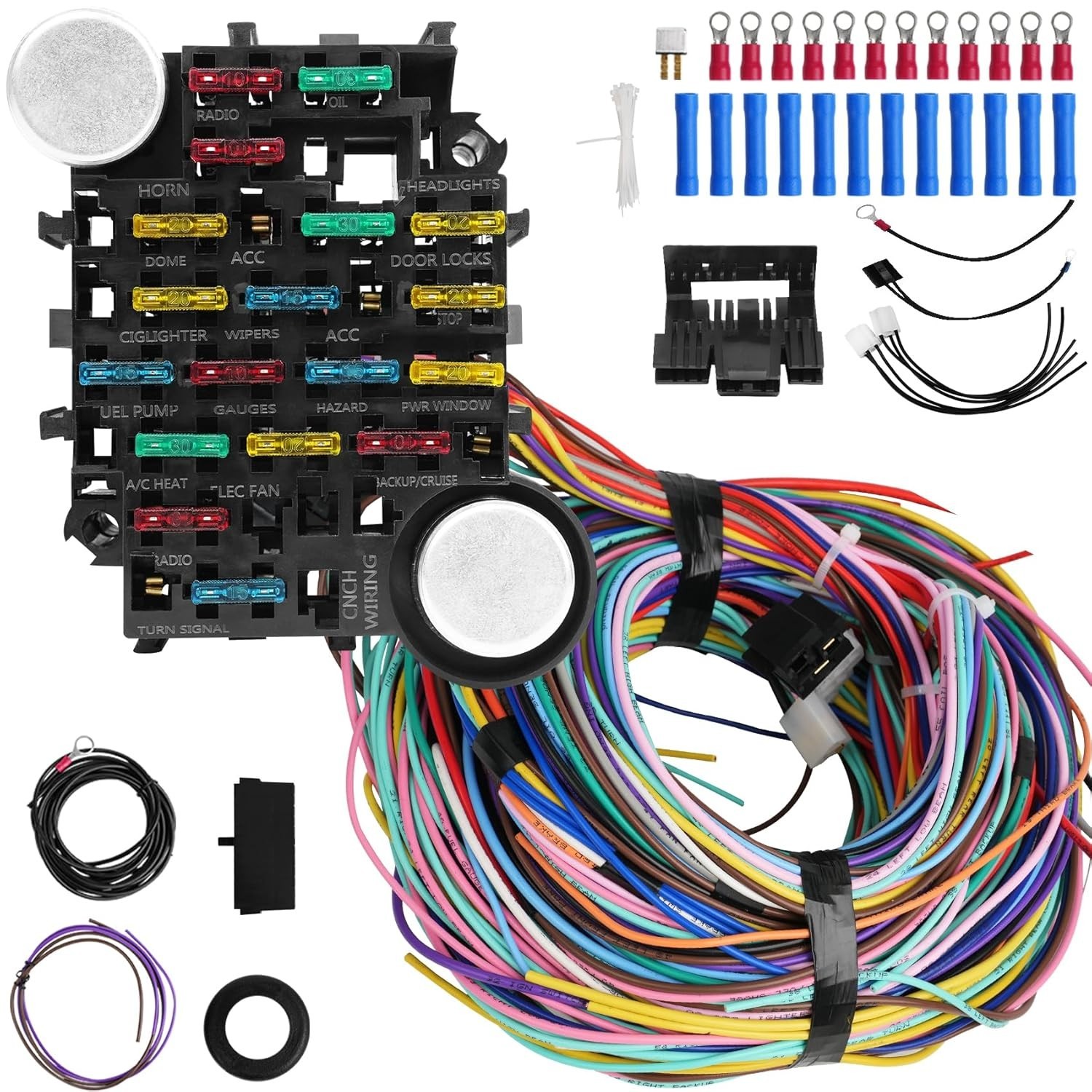  21 Circuit Wiring Harness Kit, Universal Extra Long Wire 21 Circuit Wiring Harn