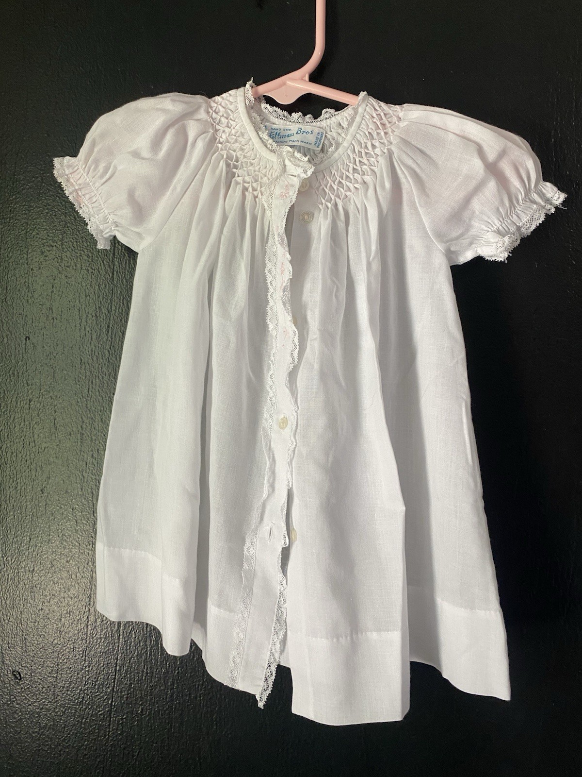 Vintage Feltman Bros Hand Smocked White Heirloom Baby Dress