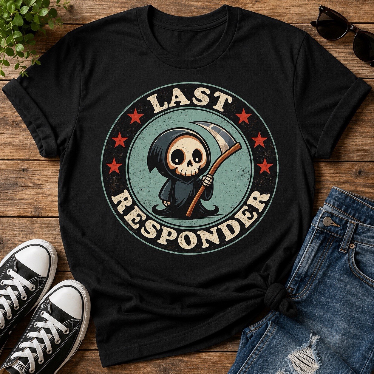 Last Responder Shirt, Grim Reaper Funny Tee, Dark Humor T-Shirt