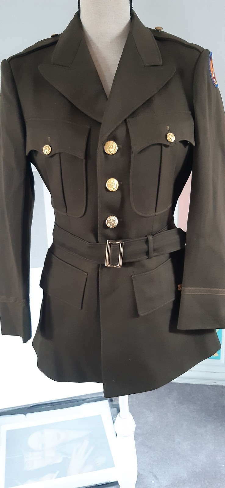genuine 1945 WWII US army pilot Uniform jacket hamilton tailoring M V8 patch