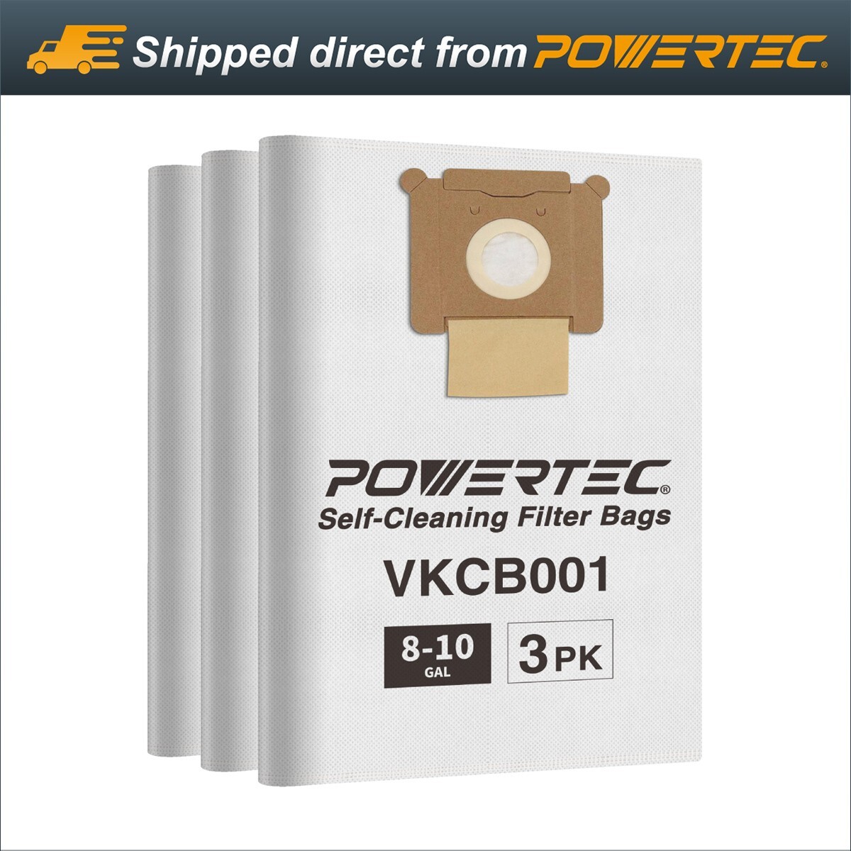 POWERTEC 75043 Self-Cleaning Fleece Bag for Vacmaster VK811PH & VK1011SIWTH 3PK