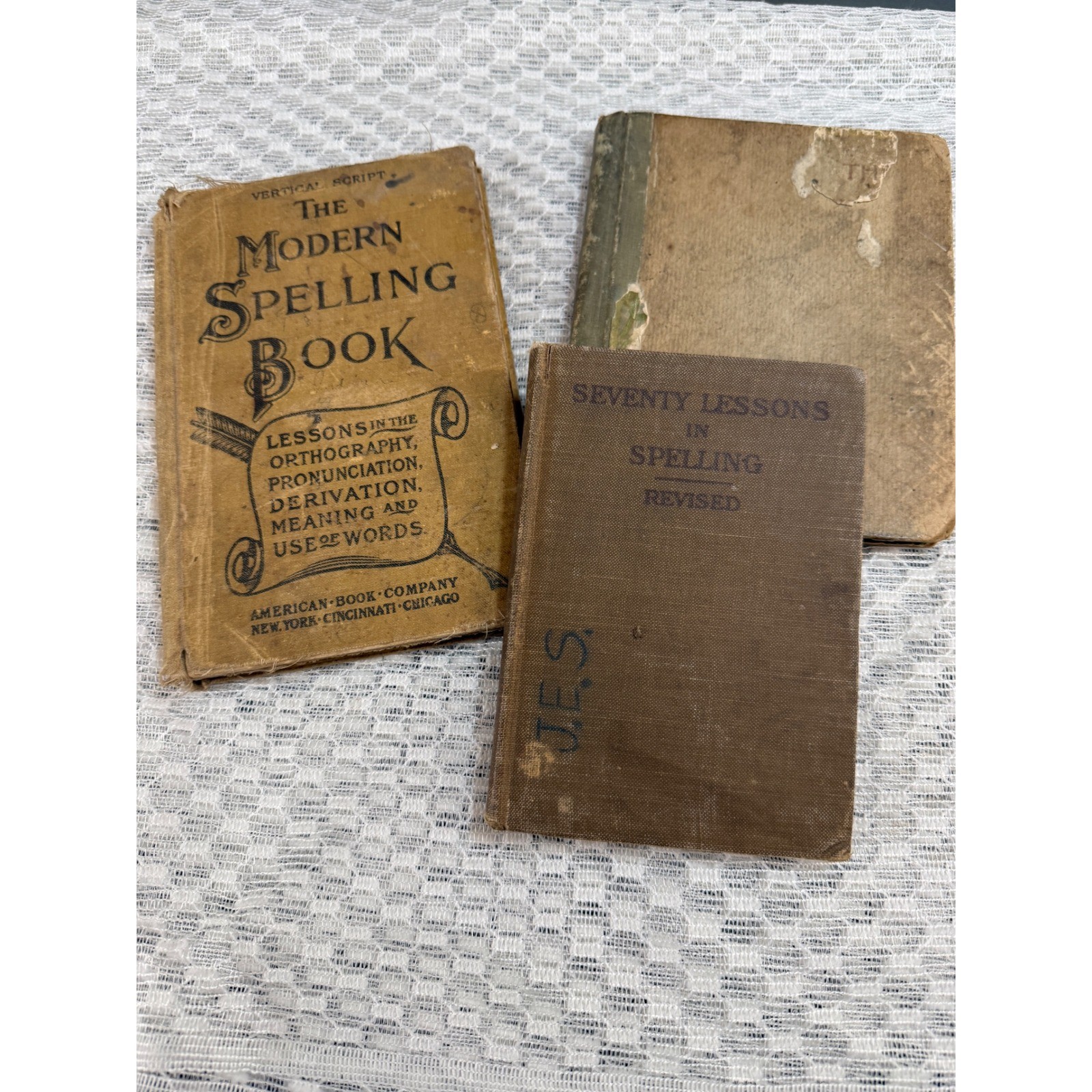 Antique 1900s School Books Lot Modern Spelling Book Reading Florence Bass 1909