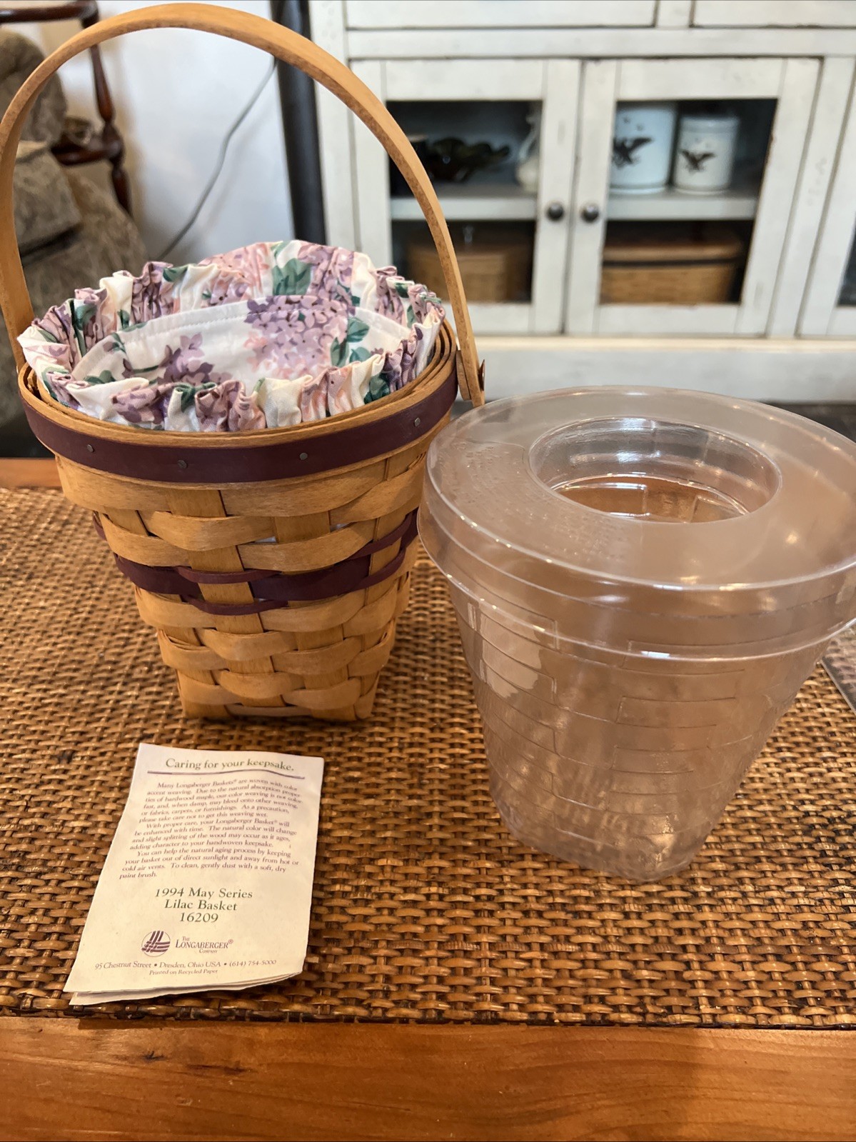 Longaberger Basket 1994 May Series Lilac With Protector And Liner