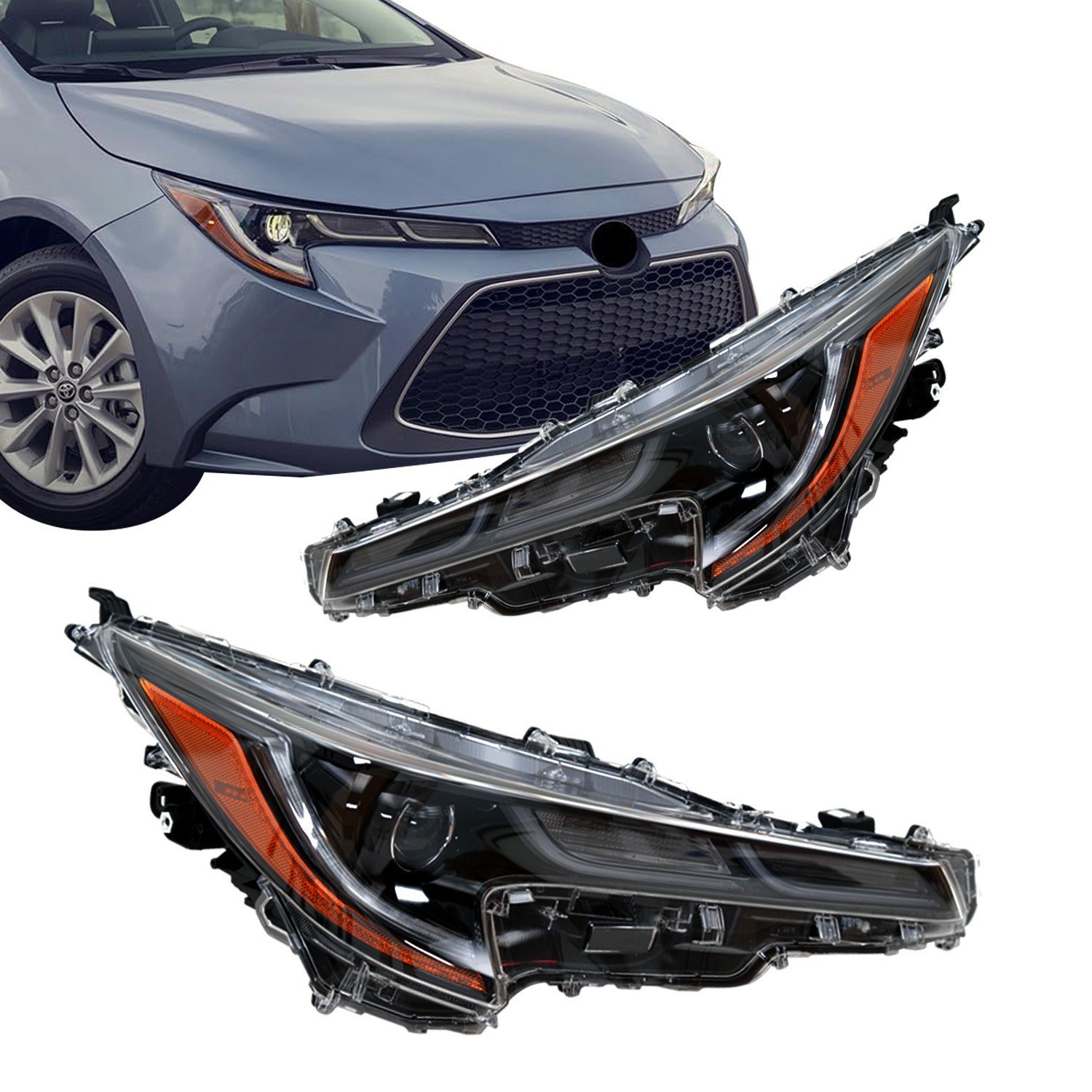 For 2020 2021 2022 Toyota Corolla L LE Headlights Headlamps Pair W/LED LH+RH For 2020 2021 2022 Toyota Corolla L LE Headlights Headlamps Pair W/LED LH+RH