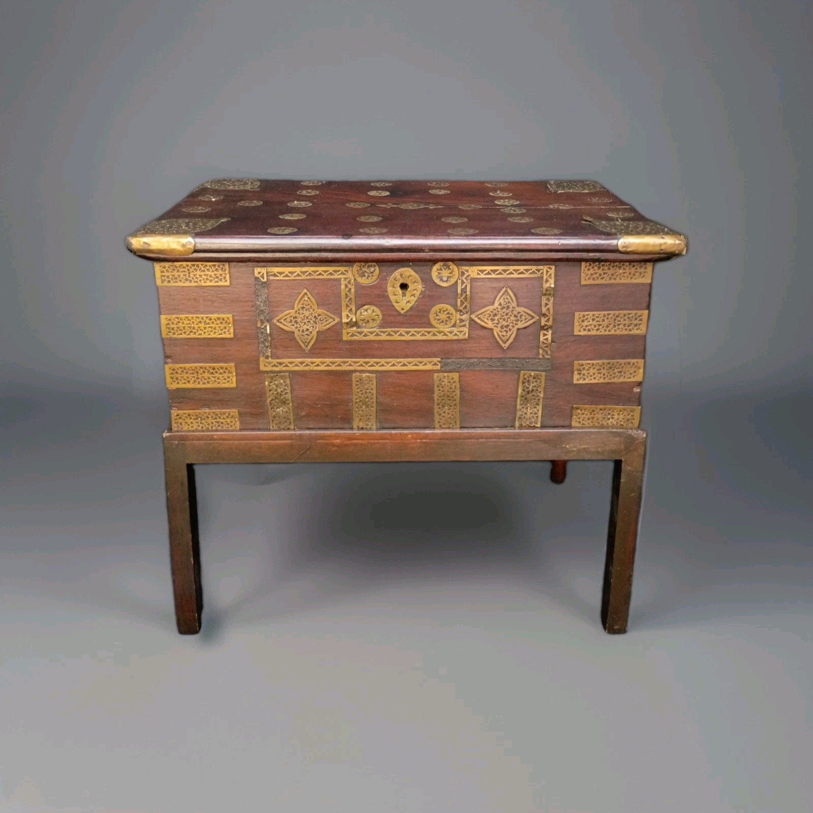 Rosewood Zanzibar Trade Chest Dowry Campaign Travel Box Trunk 19th C Dutch Indo