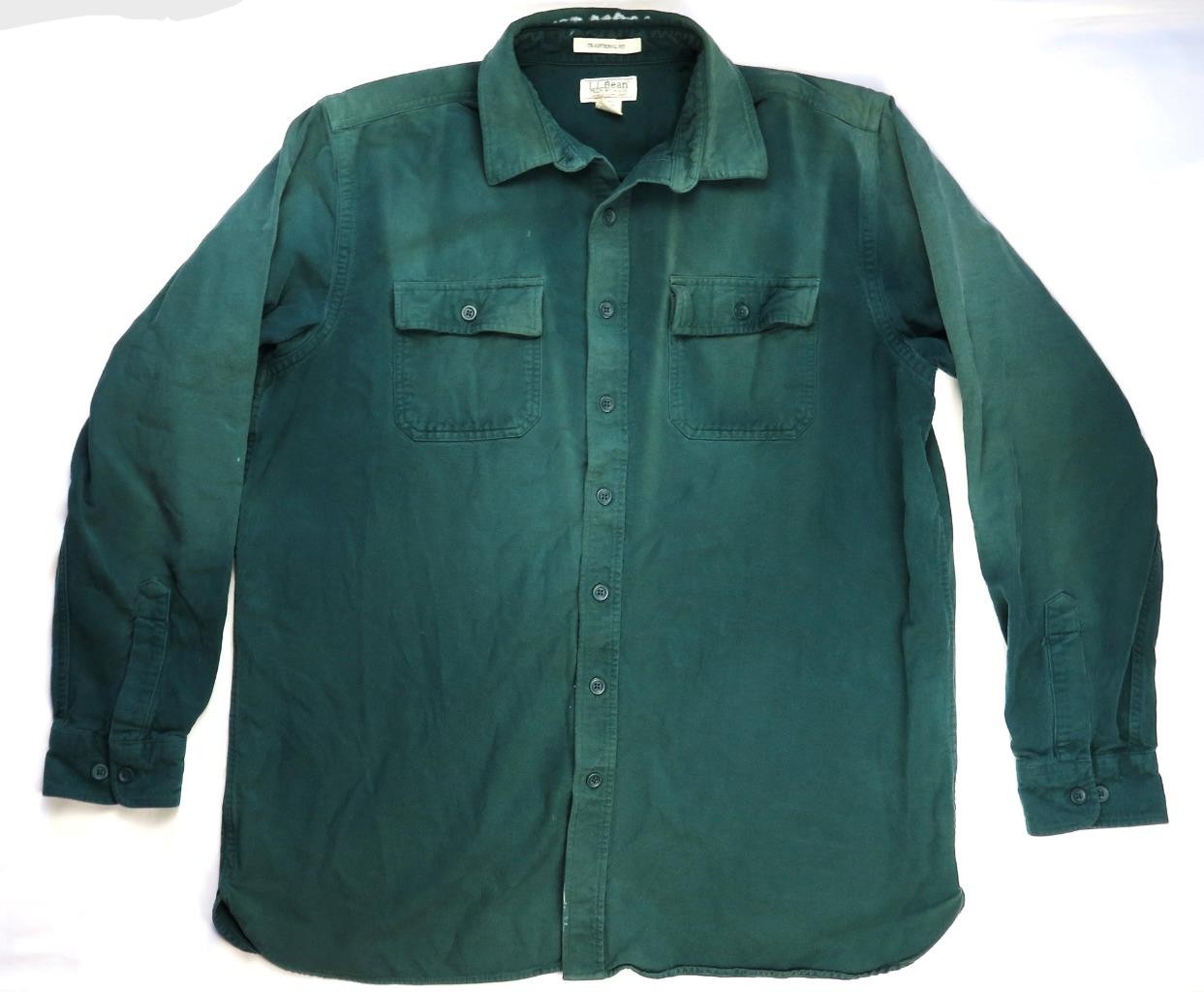 LL Bean Vintage Long Sleeve Shirt 1990s Chamois Cloth *Distressed*