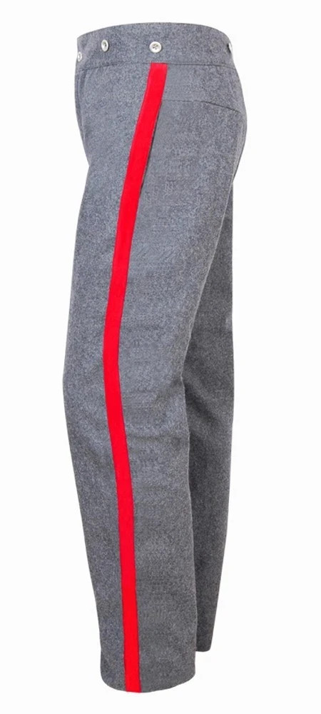 US Civil War Confederate Gray Pants With 0.8 inch Red Color Trim Size 38