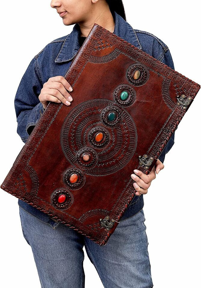Leather Journal Seven Chakra Medieval Stone Embossed Handmade Office Notebook Leather Journal Seven Chakra Medieval Stone Embossed Handmade Office Notebook