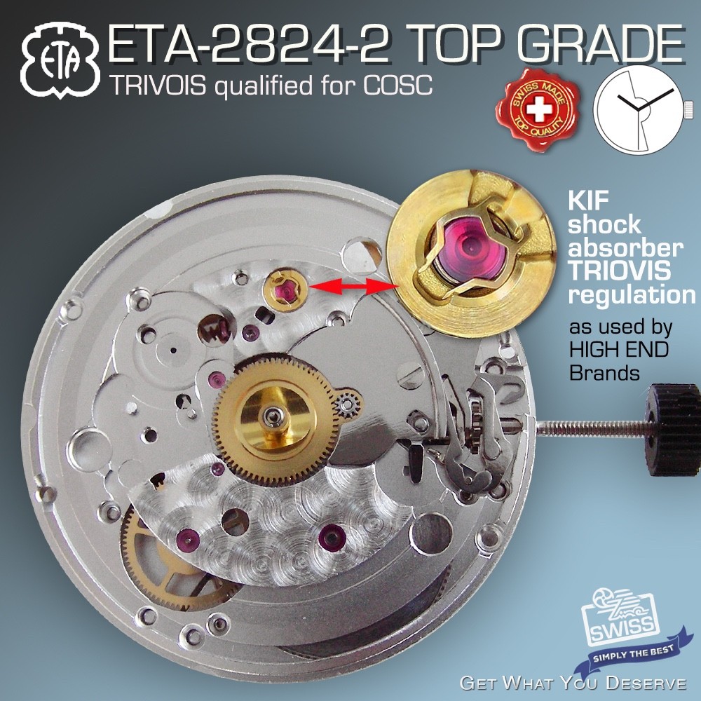MOVEMENT AUTOMATIC ETA 2824-2  TOP GRADE, TRIOVIS REG. No DATE, NICKEL SCREW