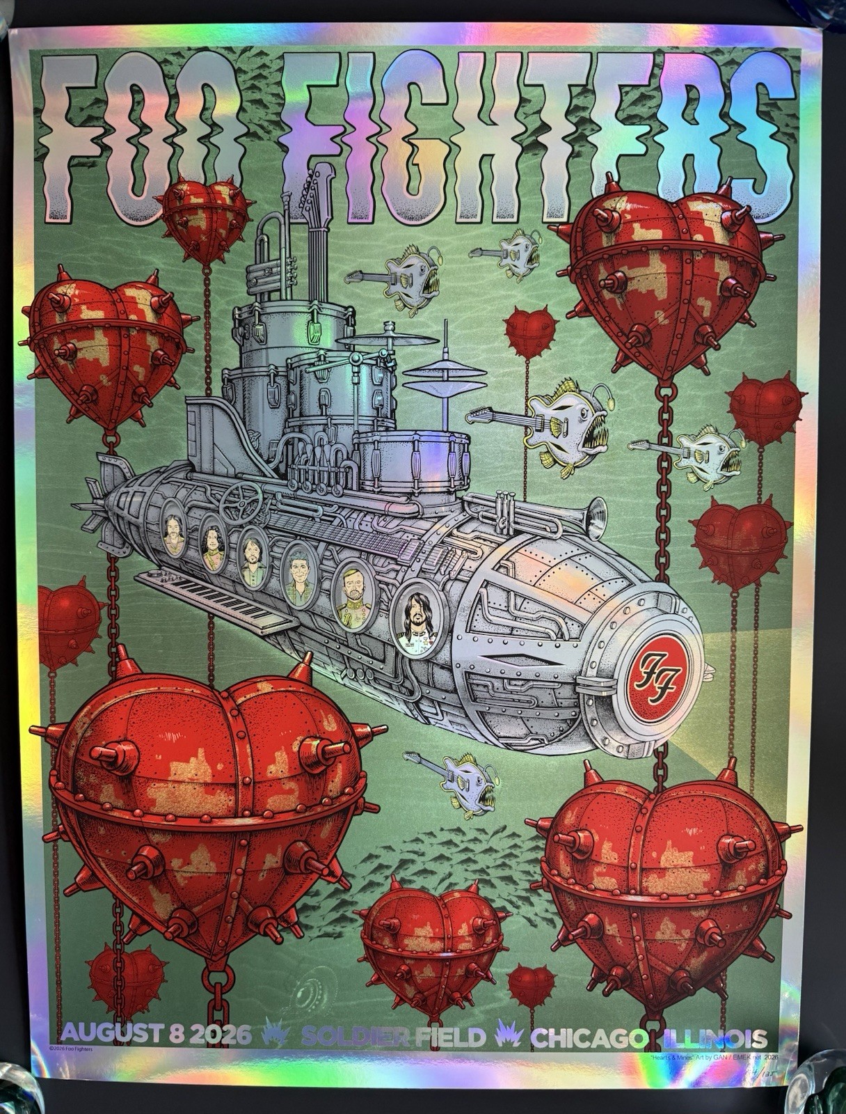 LIMITED EDITION Foo Fighters 2026 Soldier Field Chicago foil poster 44/135 Emek LIMITED EDITION Foo Fighters 2026 Soldier Field Chicago foil poster 44/135 Emek