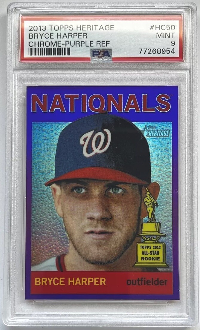 2013 Topps Heritage #HC50 Bryce Harper Gold Cup Chrome Purple Refractor PSA 9 2013 Topps Heritage #HC50 Bryce Harper Gold Cup Chrome Purple Refractor PSA 9