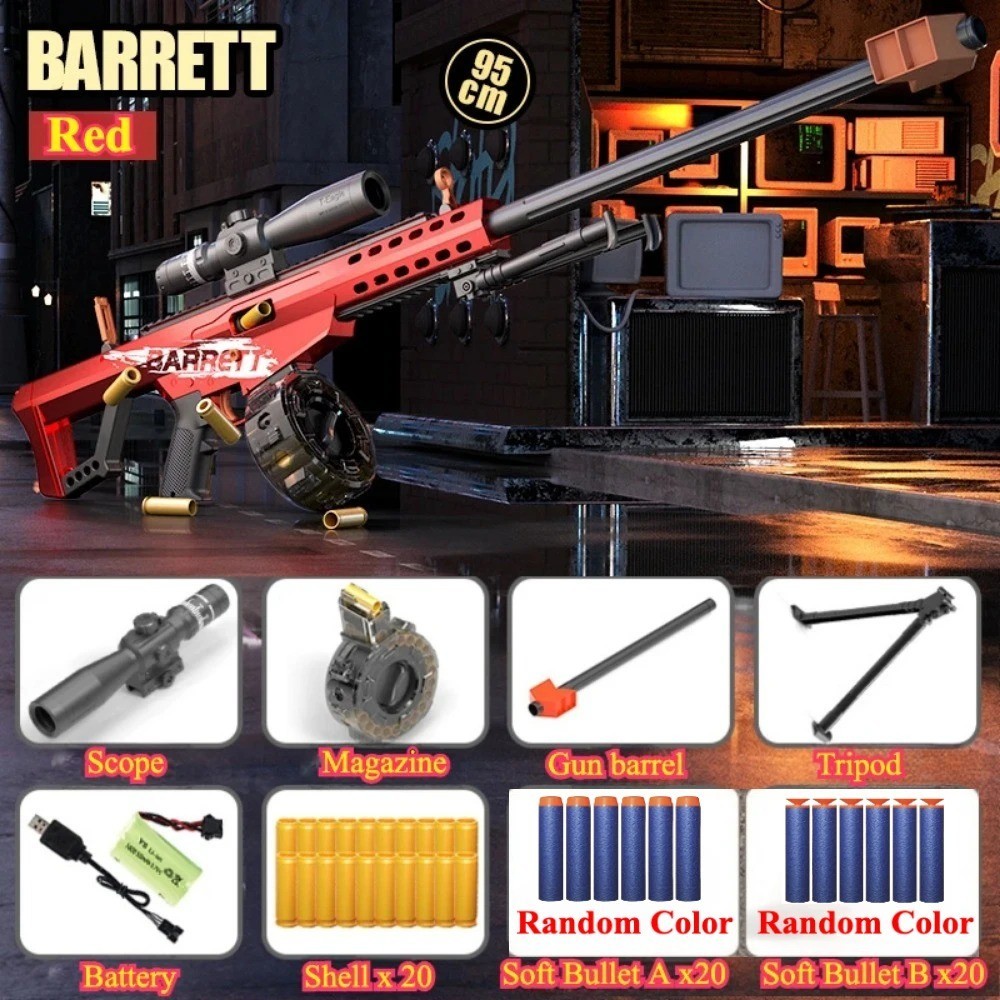 Barrett M82 Electric Sniper Rifle Toy - Shell Ejecting Soft Bullet Dart Blaster