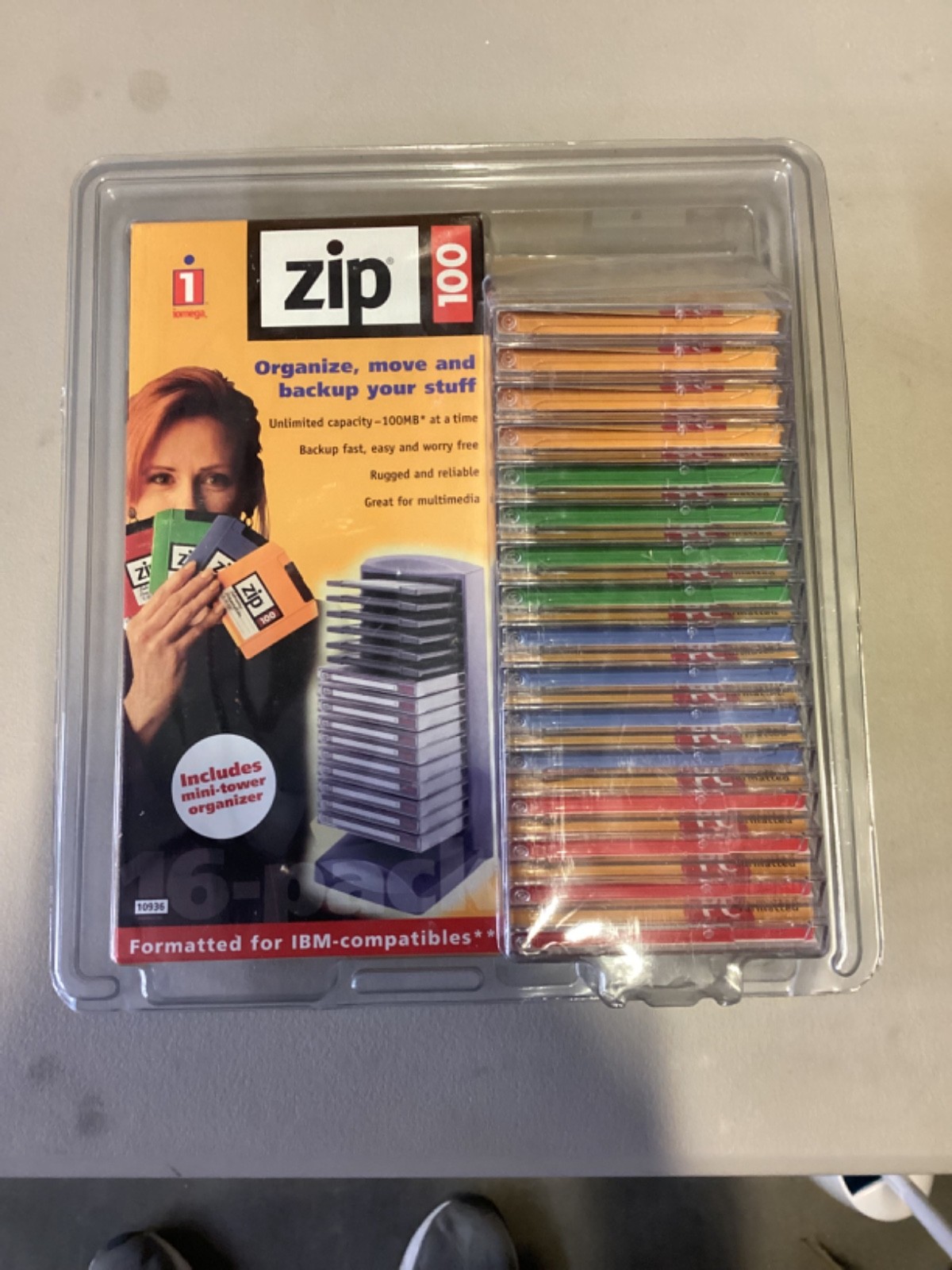 RARE NEW SEALED Iomega Zip Tower & Disks - Original Packaging 16 Discs RARE NEW SEALED Iomega Zip Tower & Disks - Original Packaging 16 Discs