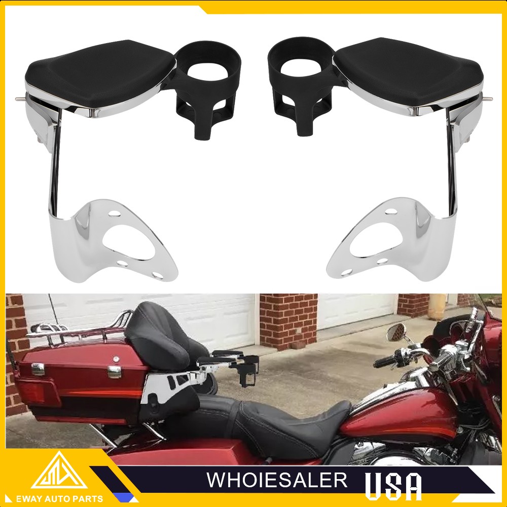 Rear Passenger Arm Rests W/ Drink Holder For Harley Touring Tri Road Glide 2014+