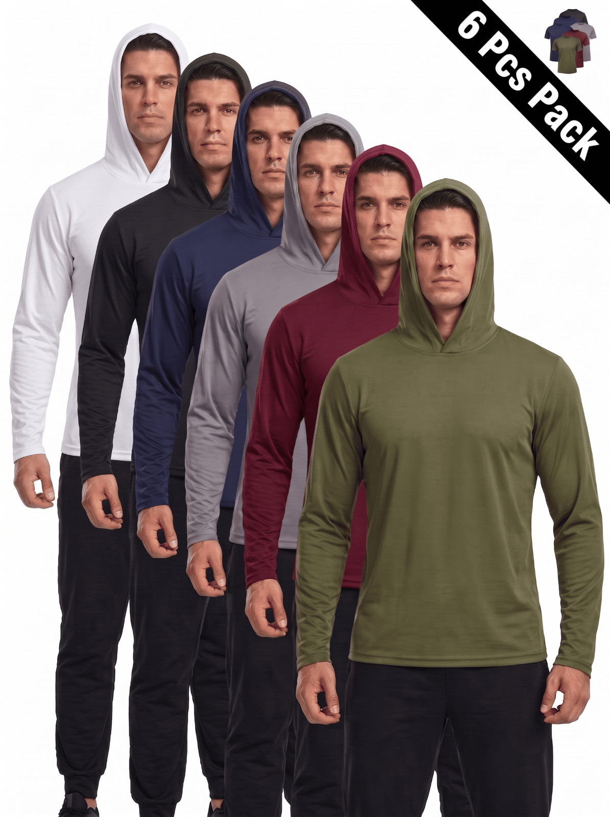 Men's 6-Pack Breathable Hooded Sweatshirts Quick Dry Athletic Workout Pullovers Men's 6-Pack Breathable Hooded Sweatshirts Quick Dry Athletic Workout Pullovers