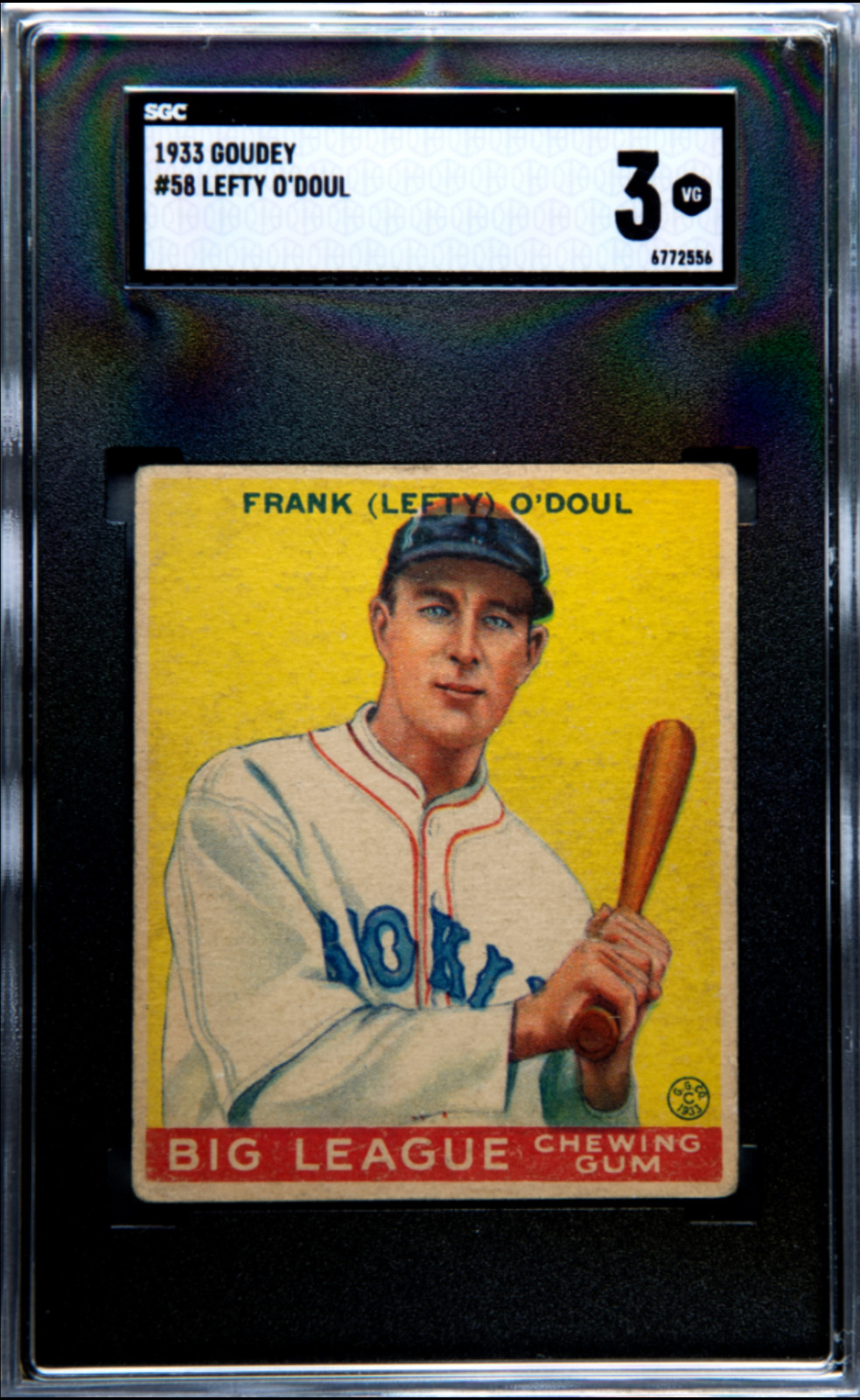 1933 Goudey Baseball #58 FRANK LEFTY O'DOUL Big League Chewing Gum SGC 3 VG