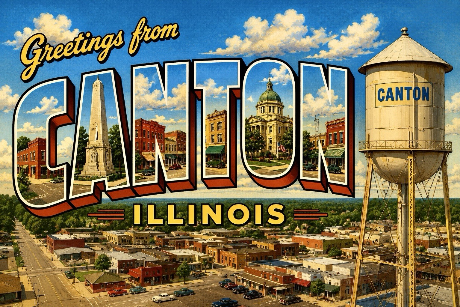 Canton ILLINOIS MODERN Postcard Large Letter Greeting 4x6 C369