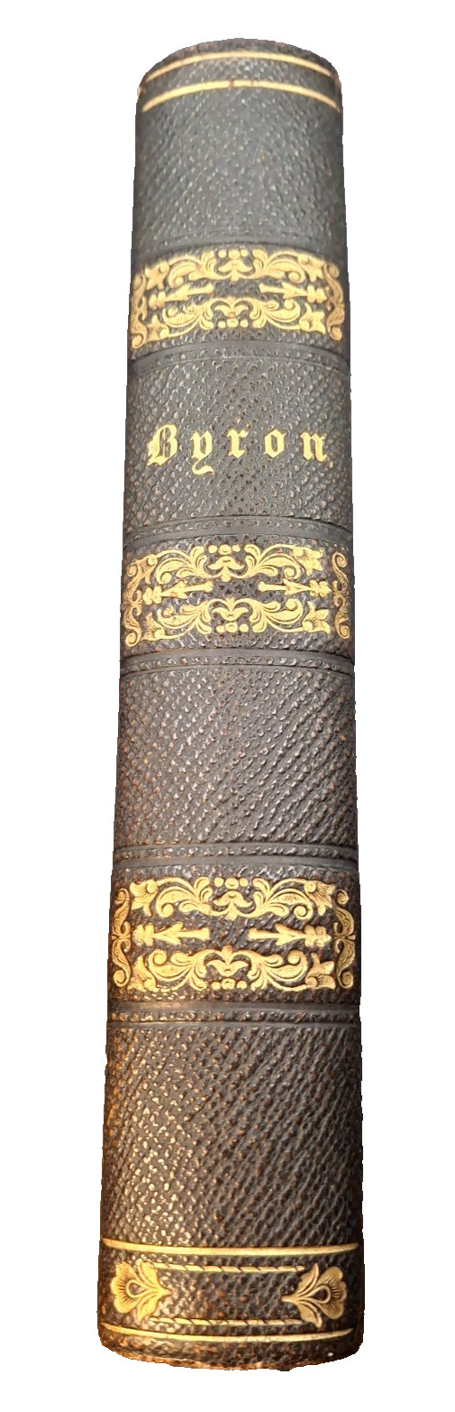 Lord Byron Poetical Works 1854 Antique Full Leather Poetry Book Gold Gilt