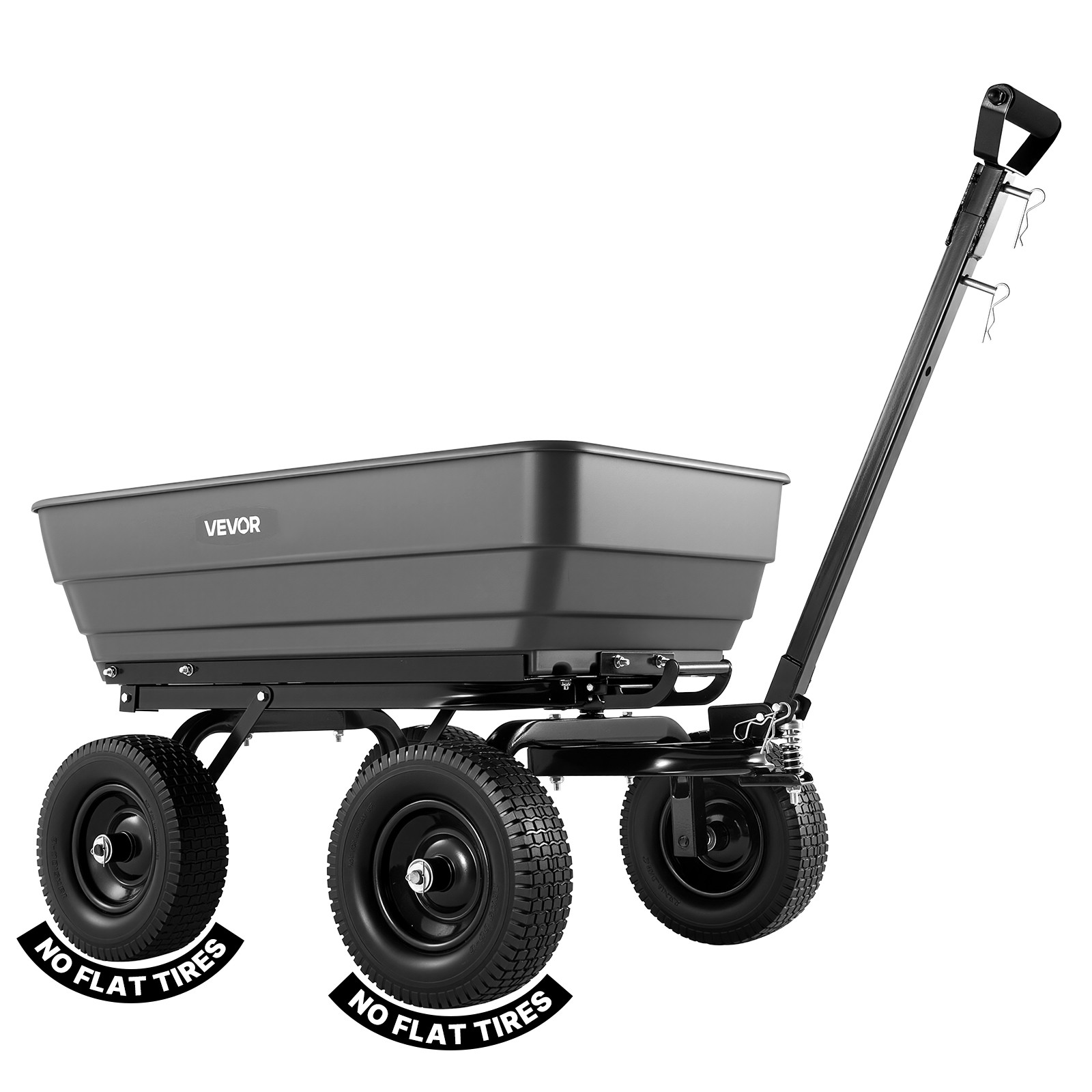 VEVOR Garden Dump Cart 1200 lbs  7 Cu. Ft. Poly Dump Cart with 2-in-1 Handle